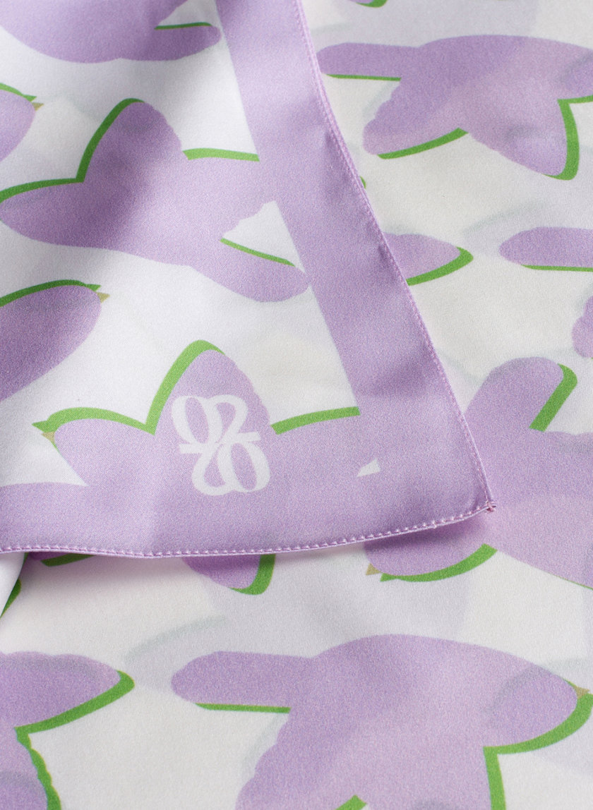 Шелковый платок с эксклюзивным принтом 100х100 см 0202_30038-1, фото 1 - в интернет магазине KAPSULA