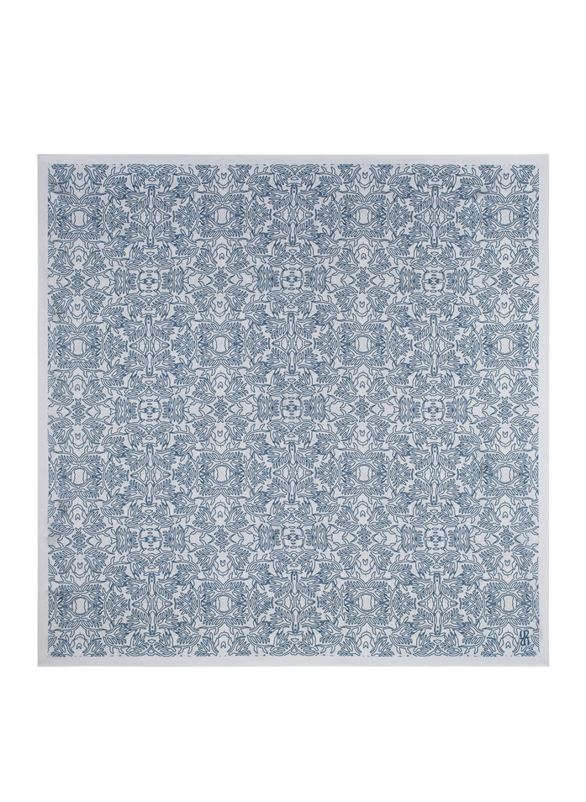 Шелковый платок с эксклюзивным принтом 100х100 см 0202_30041-1, фото 1 - в интернет магазине KAPSULA
