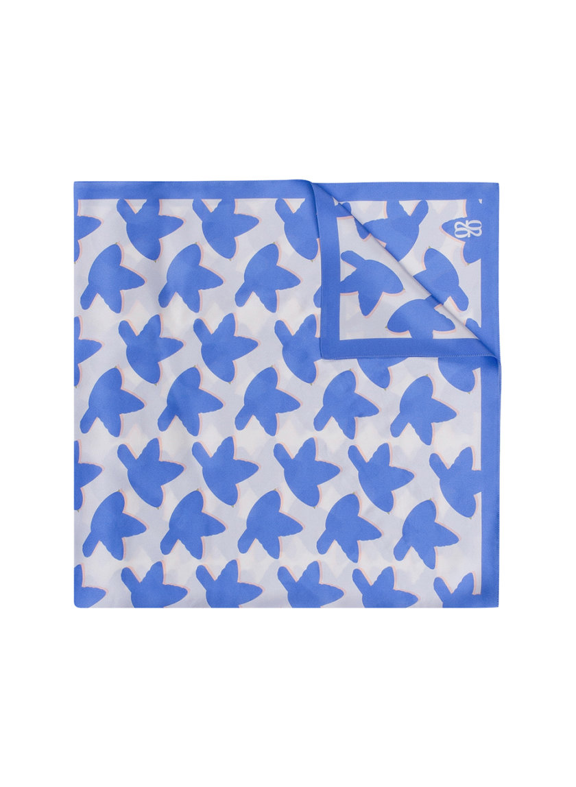 Шелковый платок с эксклюзивным принтом 100х100 см 0202_30038-3, фото 1 - в интернет магазине KAPSULA