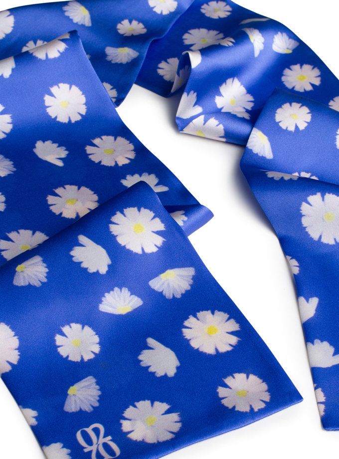 Шелковый платок с эксклюзивным принтом 16х150 KNIT_30034-2, фото 1 - в интернет магазине KAPSULA