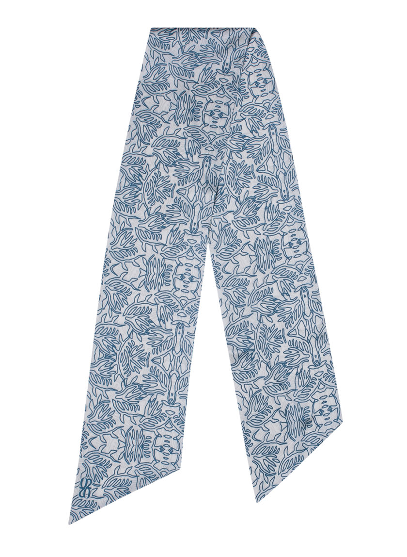 Шелковый платок с эксклюзивным принтом 16х150 0202_30037-2, фото 1 - в интернет магазине KAPSULA