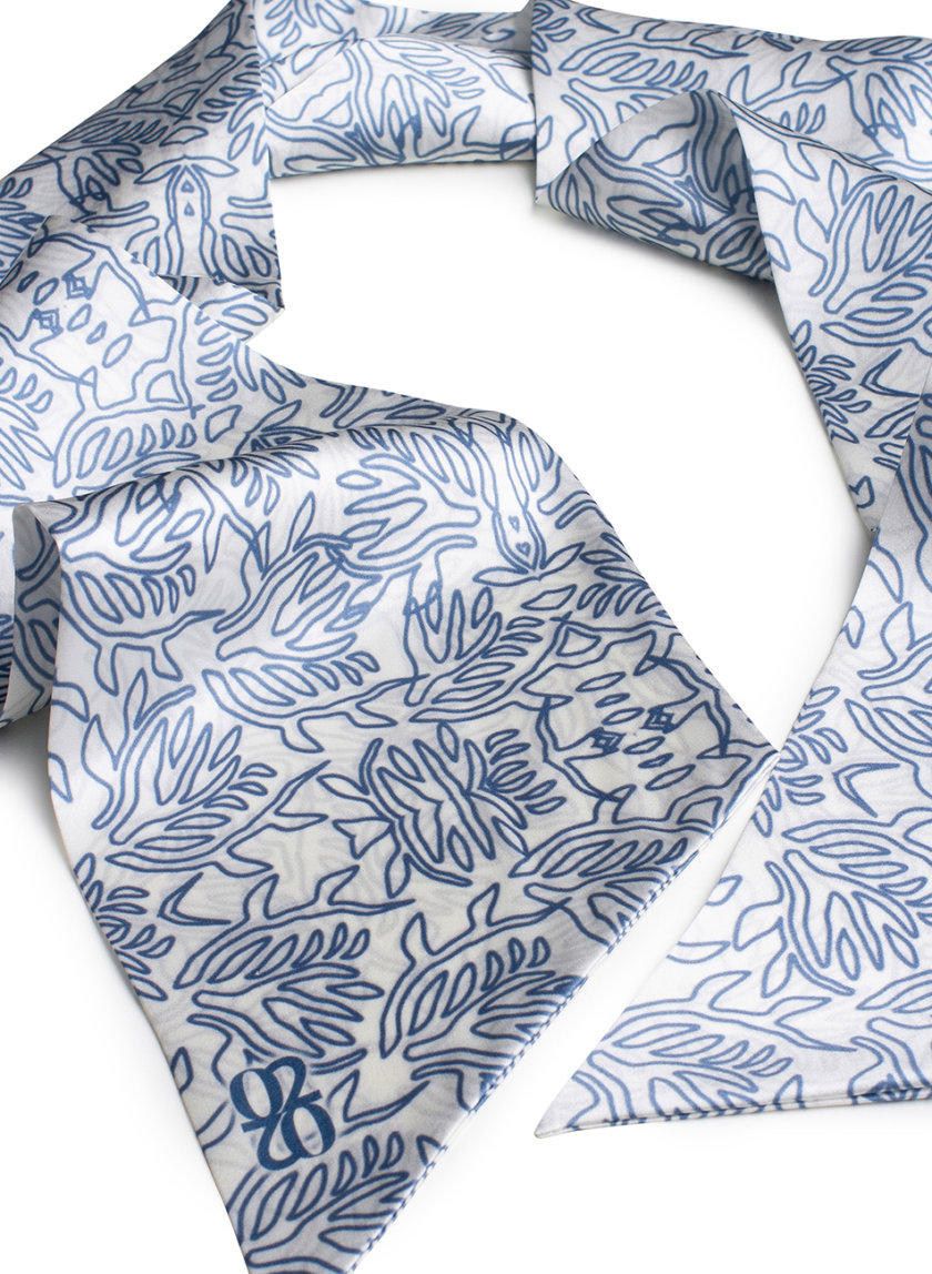 Шелковый платок с эксклюзивным принтом 16х150 0202_30037-2, фото 1 - в интернет магазине KAPSULA