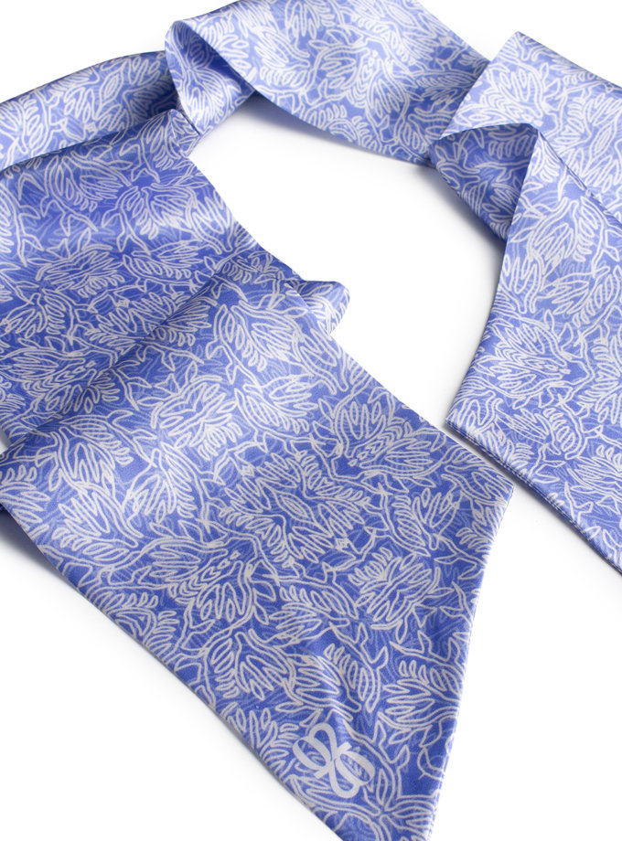 Шелковый платок с эксклюзивным принтом 16х150 KNIT_30037-1, фото 1 - в интернет магазине KAPSULA