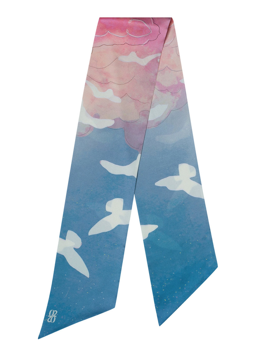 Шелковый платок с эксклюзивным принтом 16х150 0202_30035, фото 1 - в интернет магазине KAPSULA