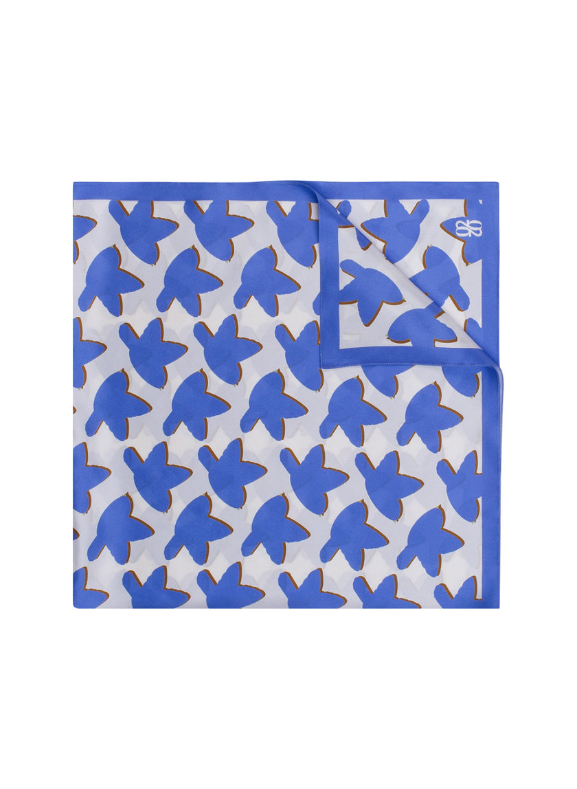 Шелковый платок с эксклюзивным принтом 100х100 см 0202_30038-2, фото 1 - в интернет магазине KAPSULA