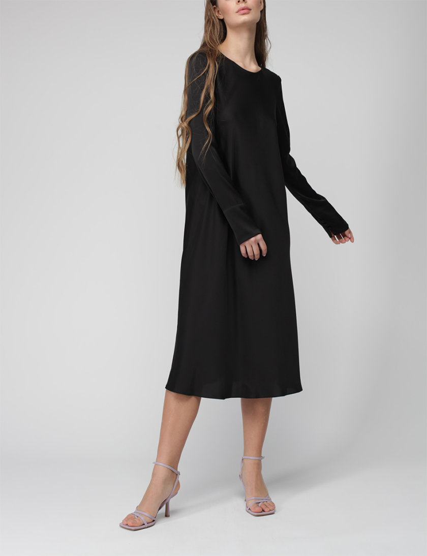Шовкова сукня міді MISS_DR-035-black, фото 1 - в интернет магазине KAPSULA