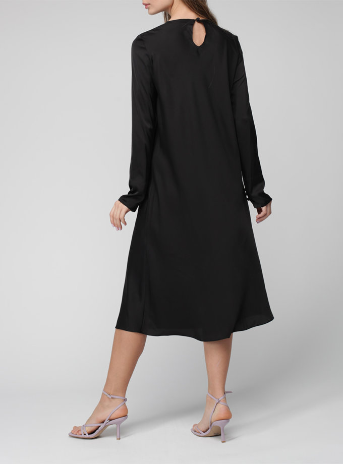 Шелковое платье миди MISS_DR-035-black, фото 1 - в интернет магазине KAPSULA