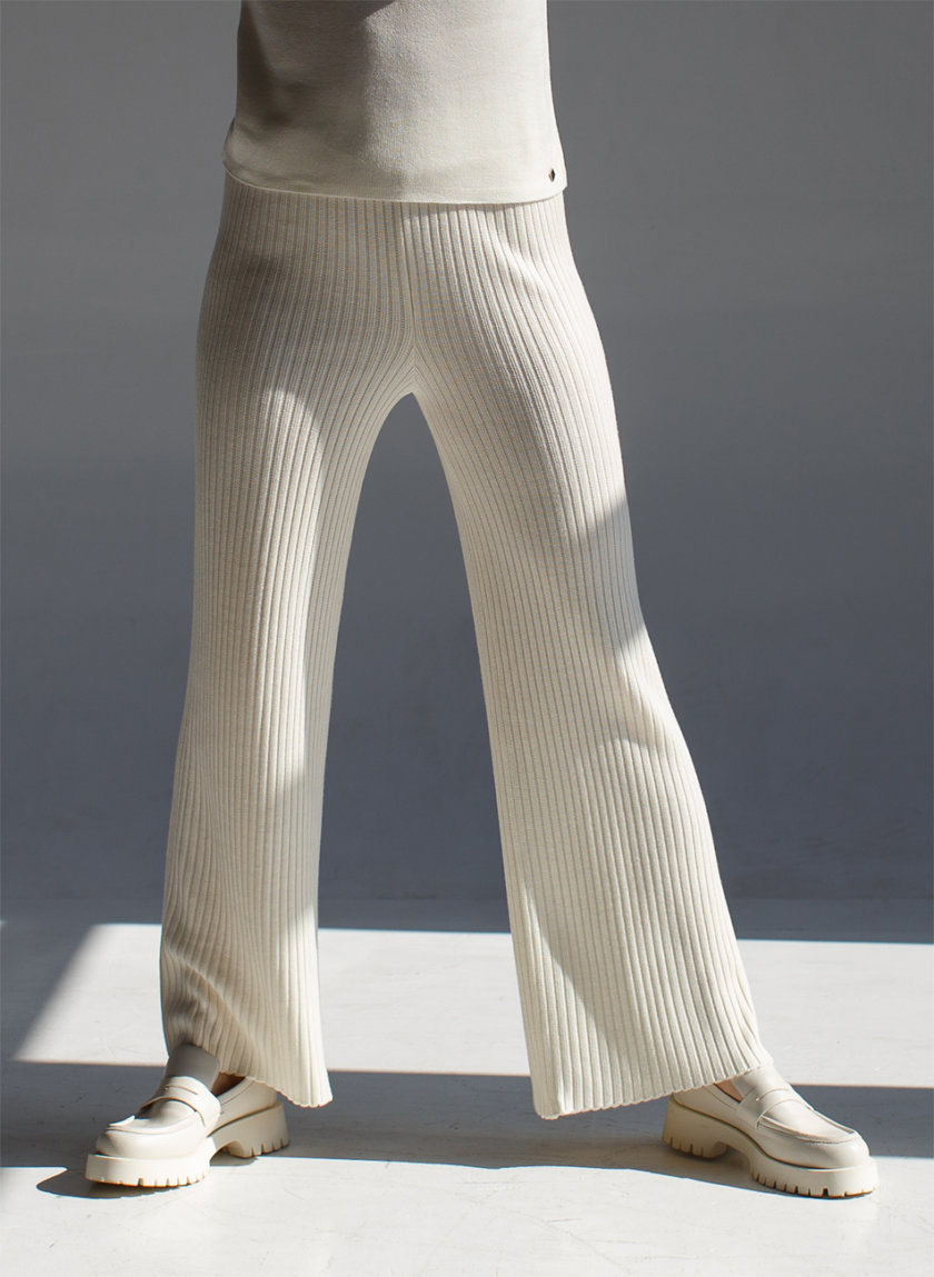 Прямые брюки с высокой талией NBL_2008-TRELBANDMILK, фото 1 - в интернет магазине KAPSULA