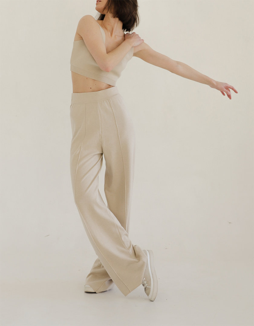 Широкие брюки из трикотажа FRBC_FBKtrous-fl-beage, фото 1 - в интернет магазине KAPSULA