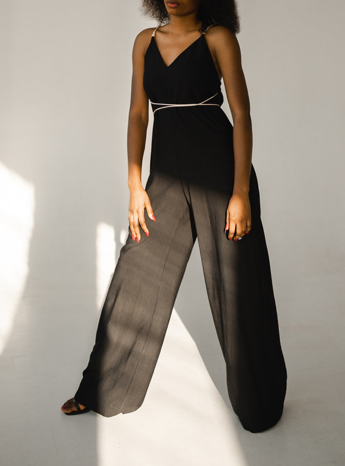 Комбинезон с широкими брюками SHE_overalls_black, фото 1 - в интернет магазине KAPSULA