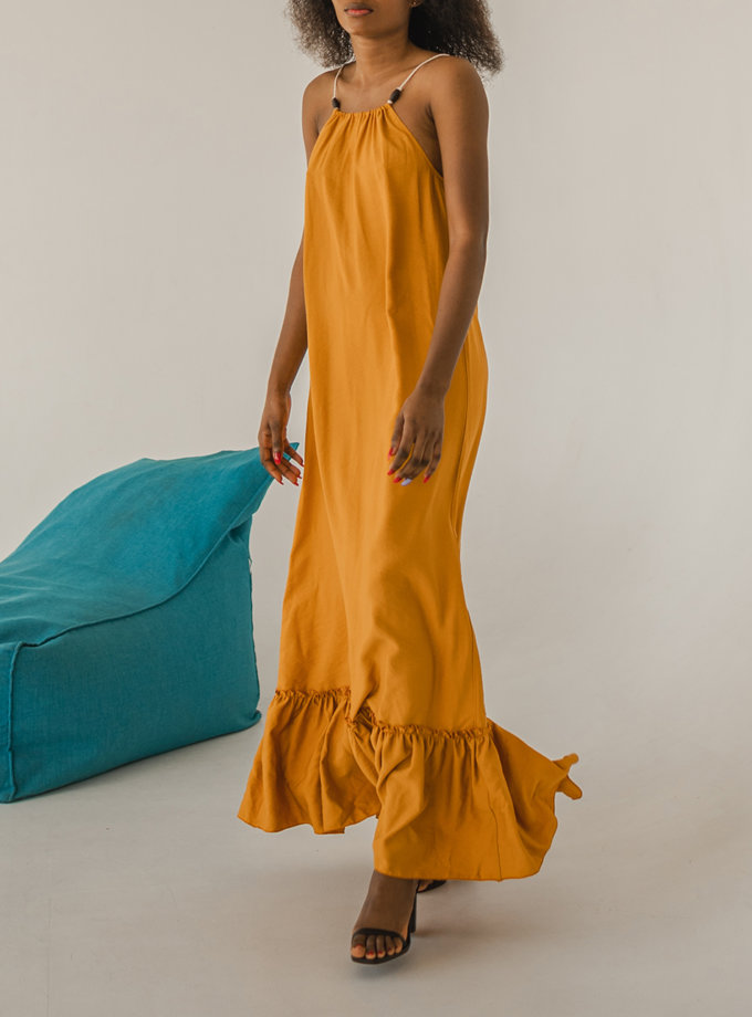 Бавовняний сарафан вільного крою SHE_sundress_yellow, фото 1 - в интернет магазине KAPSULA