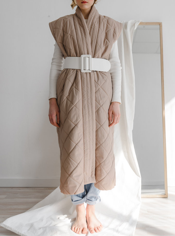 Стеганое пальто-трансформер SHP_SHP-coat-beige, фото 1 - в интернет магазине KAPSULA