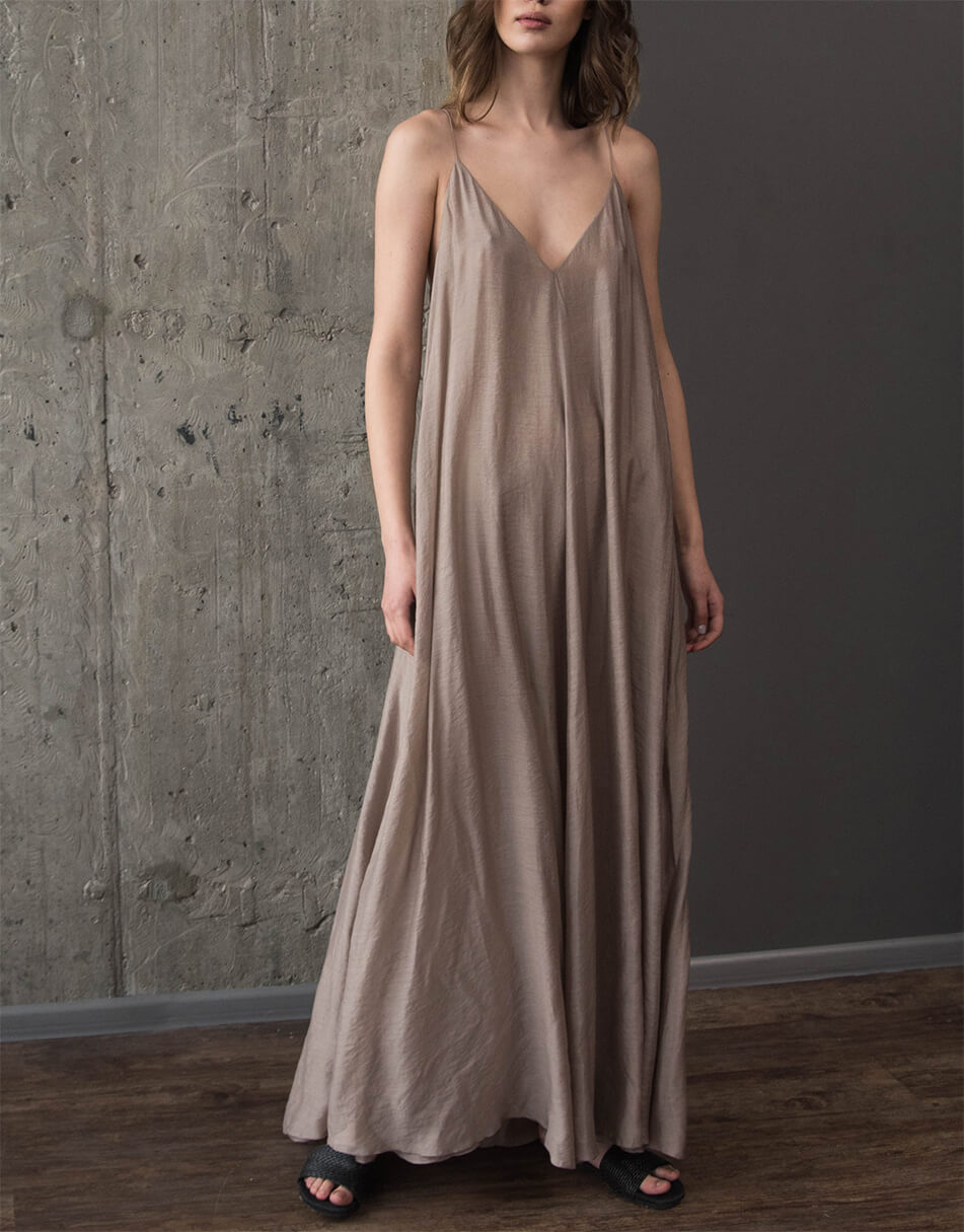 Бавовняна сукня максі на тонких бретелях ZHRK_zkss210016-beige, фото 1 Бавовняна сукня максі на тонких бретелях ZHRK_zkss210016-beige, фото 1 - в интернет магазине KAPSULA