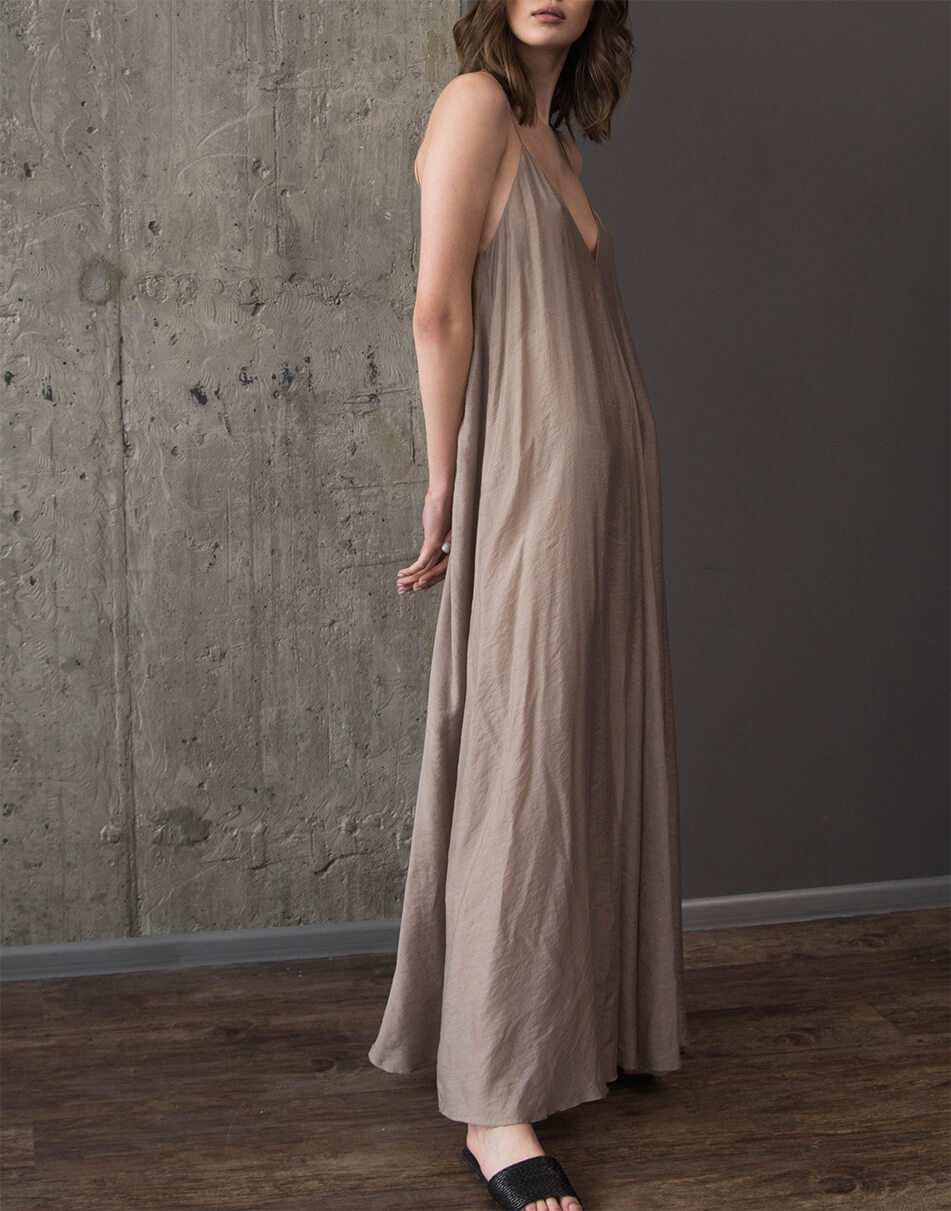 Бавовняна сукня максі на тонких бретелях ZHRK_zkss210016-beige, фото 1 Бавовняна сукня максі на тонких бретелях ZHRK_zkss210016-beige, фото 1 - в интернет магазине KAPSULA