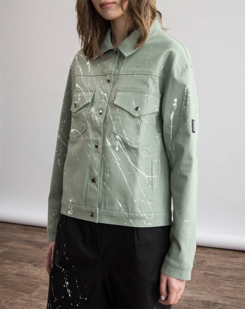 Хлопковая куртка с ручной росписью ZHRK_zkss210008-wormwood, фото 1 - в интернет магазине KAPSULA