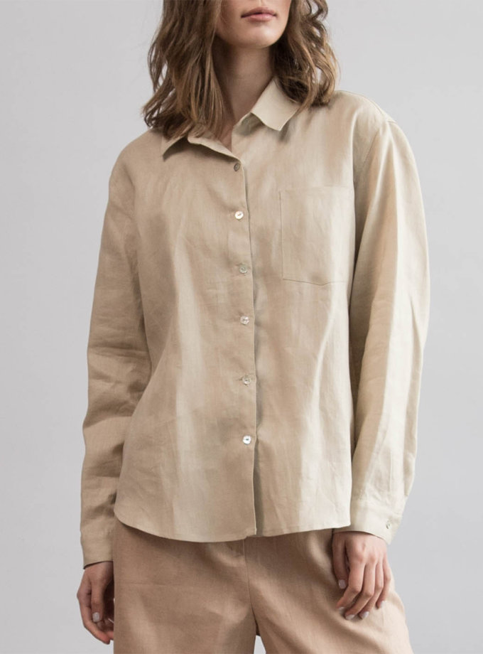 Льняная рубашка oversize ZHRK_zbasic0001wgb-beige, фото 1 - в интернет магазине KAPSULA