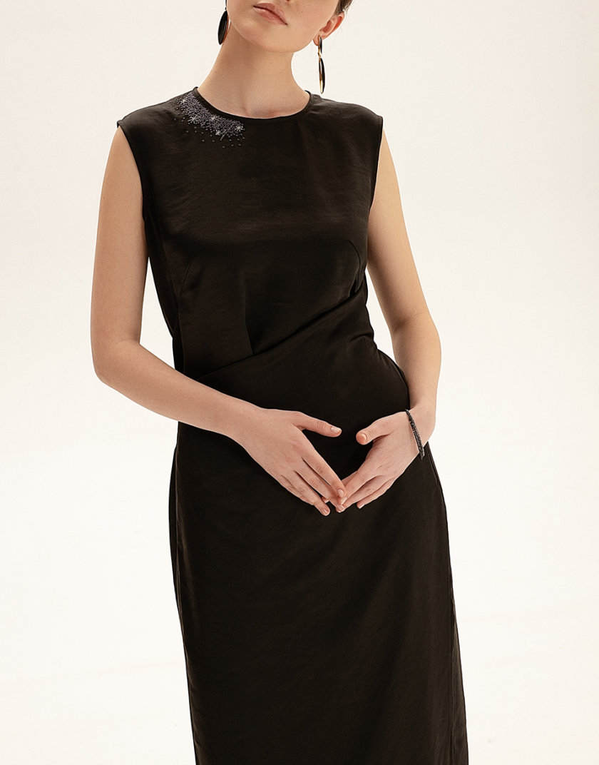 Платье миди с вышивкой WNDR_ss21_sblck_04, фото 1 - в интернет магазине KAPSULA