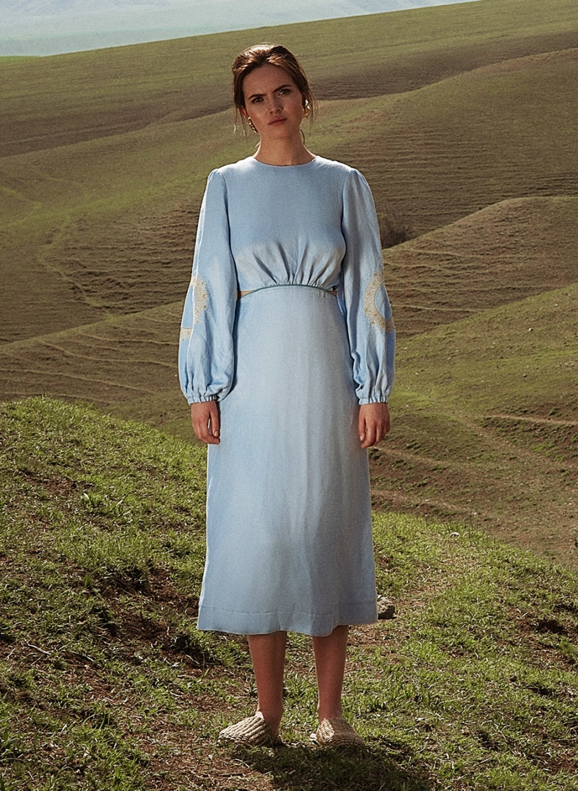 Платье миди из льна WNDR_ss21_lbl_10, фото 1 - в интернет магазине KAPSULA