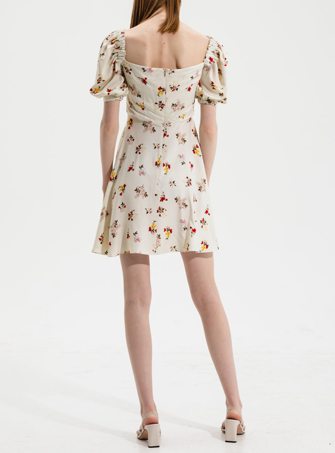 Платье мини в цветочный принт RVR_RESS21-2029WHFL, фото 1 - в интернет магазине KAPSULA