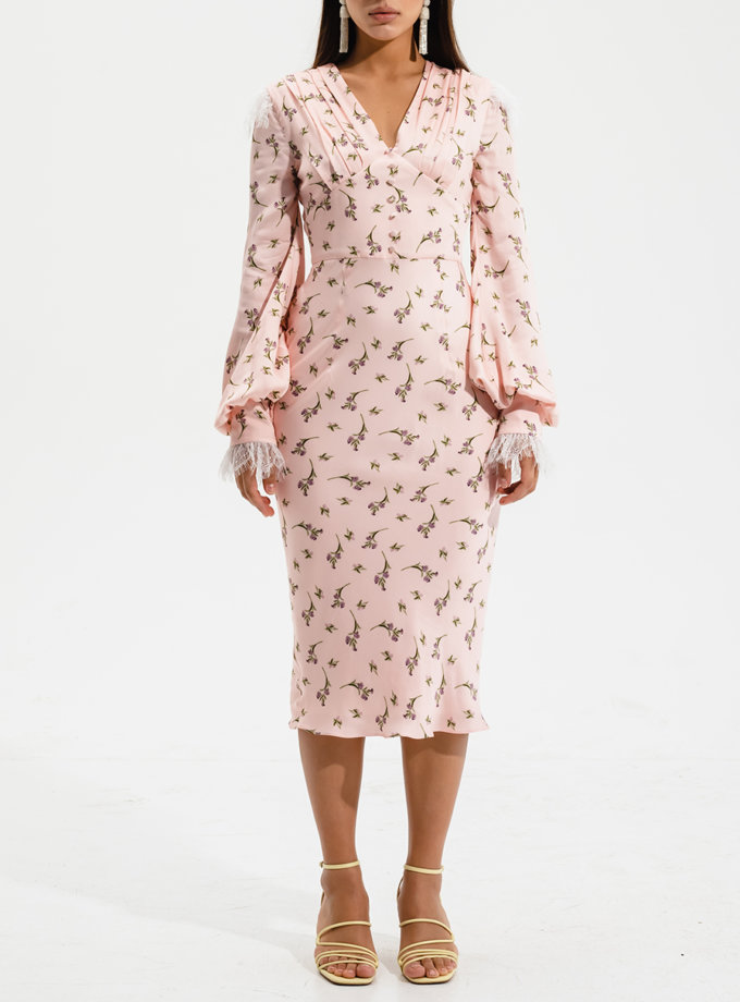 Платье миди с кружевом RVR_RESS2021-2023SAFL, фото 1 - в интернет магазине KAPSULA