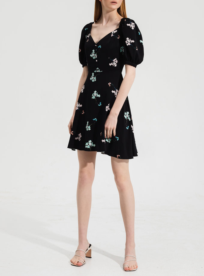 Платье мини в цветочный принт RVR_RESS21-2029ВKFL, фото 1 - в интернет магазине KAPSULA