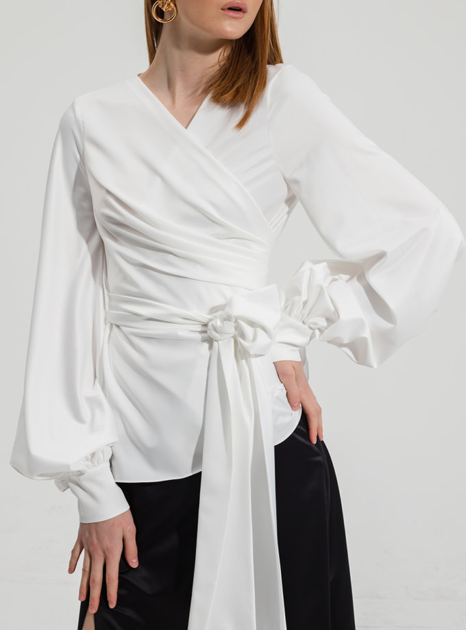 Блуза на запах RVR_RESS21-2027WH, фото 1 - в интернет магазине KAPSULA