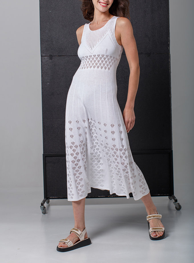Ажурное платье без рукавов NBL_2103-DRESSLACEPETWHITE, фото 1 - в интернет магазине KAPSULA