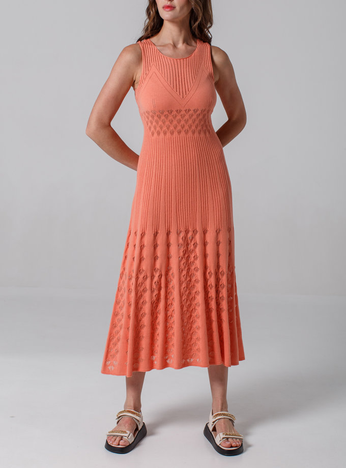 Ажурное платье без рукавов NBL_2103-DRESSLACEPETCORALL, фото 1 - в интернет магазине KAPSULA