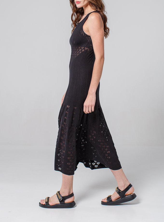 Ажурное платье без рукавов NBL_2103-DRESSLACEPETBLACK, фото 1 - в интернет магазине KAPSULA