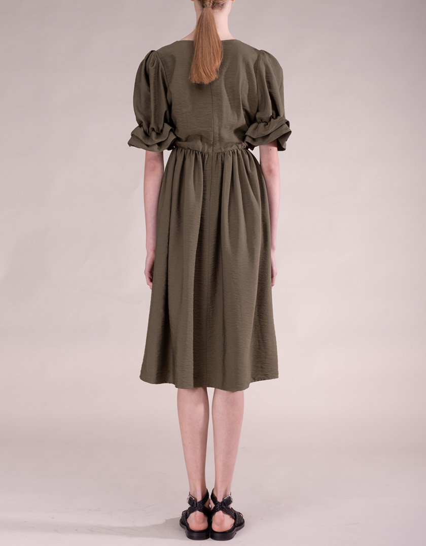 Льняное платье с рукавом-фонарик ALOT_100502, фото 1 - в интернет магазине KAPSULA