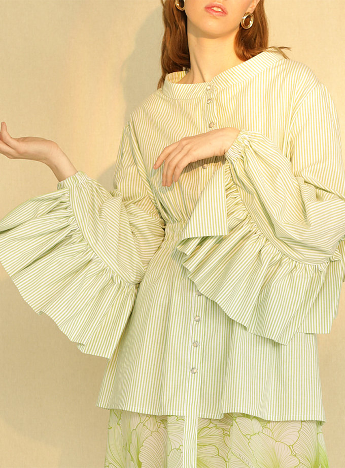 Бавовняна сукня міді з фактурними рукавами MF-CR19-9, фото 1 - в интернет магазине KAPSULA