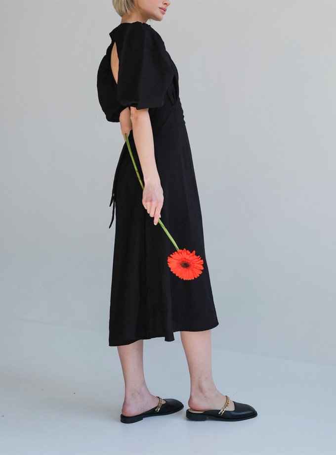 Льняное платье миди Amelie ED_o_PLAM-01, фото 1 - в интернет магазине KAPSULA