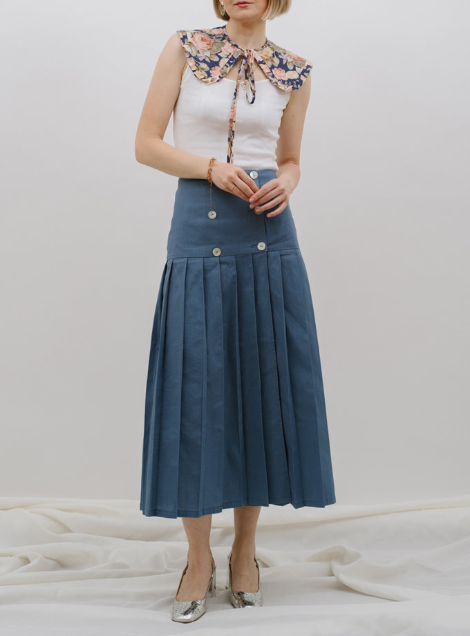 Льняная юбка с плиссировкой MNTK_MTS2141, фото 1 - в интернет магазине KAPSULA