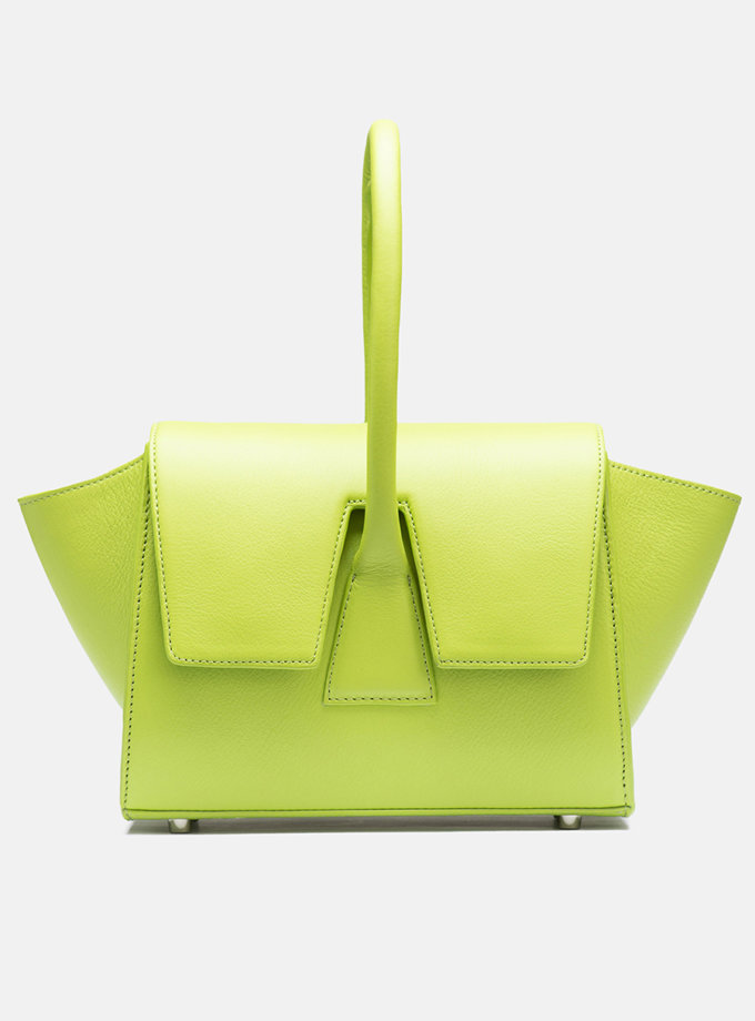 Кожаная сумка Mini Trapeze Bag lime green SNKD_P0054S, фото 1 - в интернет магазине KAPSULA