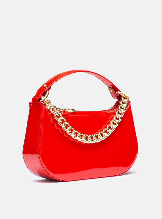 Кожаная сумка Saddle Bag in Red gloss SNKD_P0055S, фото 1 - в интернет магазине KAPSULA