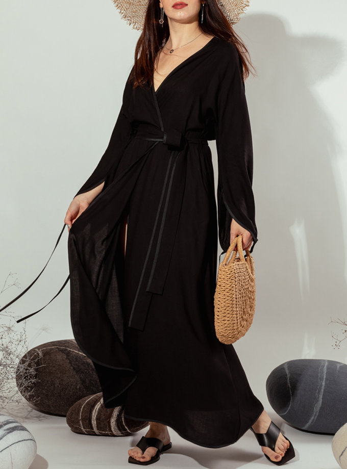 Платье на запах MMT_022b-black, фото 1 - в интернет магазине KAPSULA