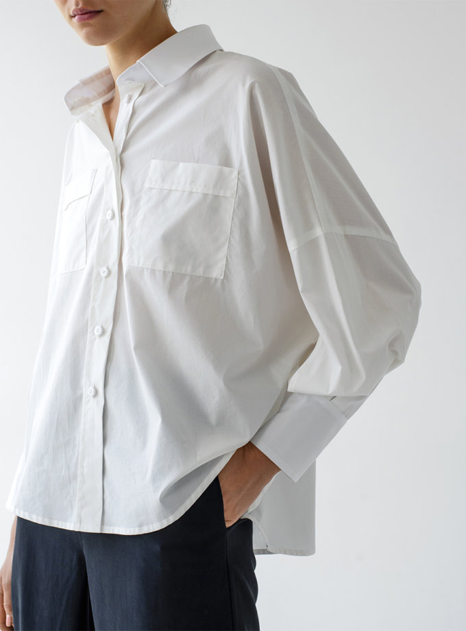 Хлопковая рубашка свободного кроя LAB_00059, фото 1 - в интернет магазине KAPSULA