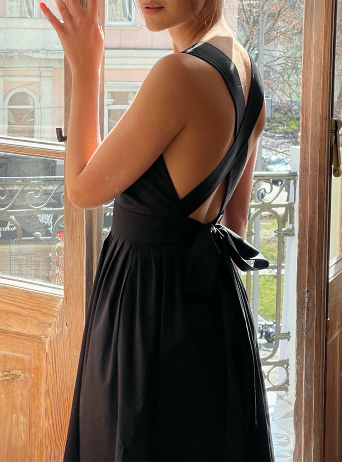 Хлопковое платье миди с открытой спиной MSY_Midi_black, фото 1 - в интернет магазине KAPSULA