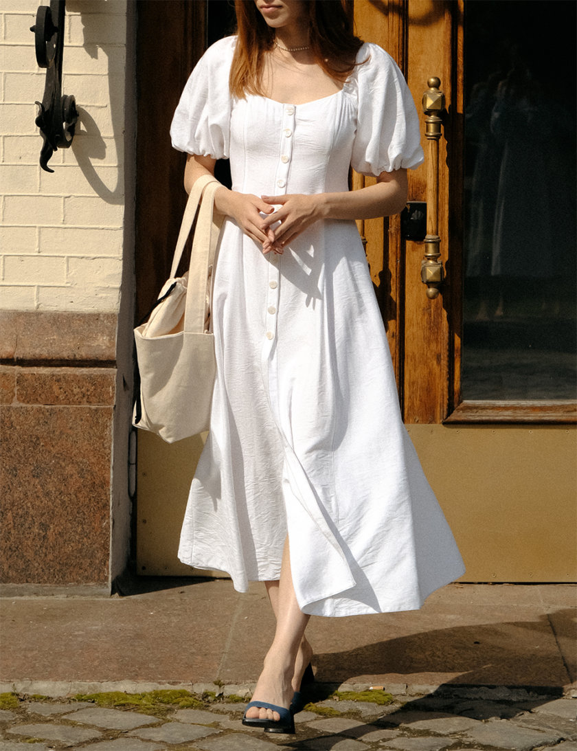 Платье миди из льна MSY_linen_midi_ivory, фото 1 - в интернет магазине KAPSULA