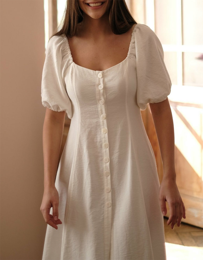 Платье миди из льна MSY_linen_midi_ivory, фото 1 - в интернет магазине KAPSULA