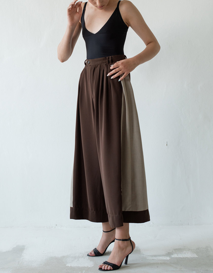 Легкие брюки палаццо из шерсти NNB_DOUBLE_PANTS_BROWN, фото 1 - в интернет магазине KAPSULA