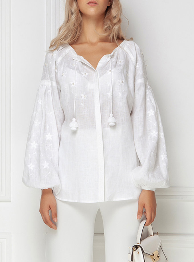 Блуза с вышивкой Жемчуг FOBERI_SS19026, фото 1 - в интернет магазине KAPSULA