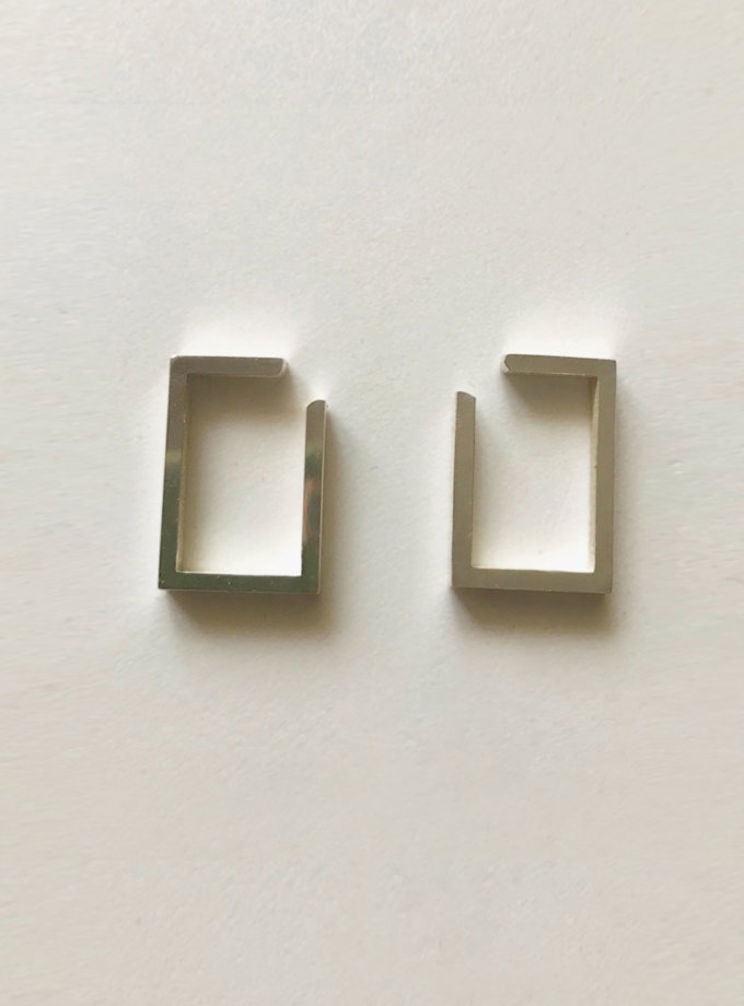 Срібні сережки хупи прямокутні LGV_earings_geometric, фото 1 - в интернет магазине KAPSULA