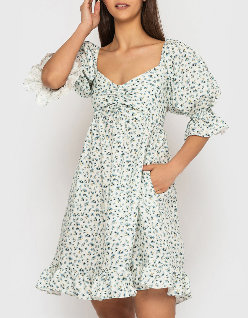 Лляна сукня зі збіркою на ліфі та рукавами-буфами MRND_М93-1, фото 1 - в интернет магазине KAPSULA