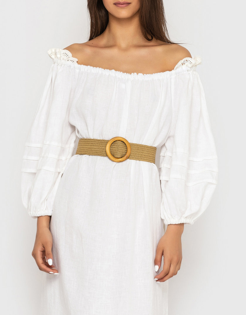 Лляна сукня міді з мереживом на плечах MRND_ М98-1, фото 1 - в интернет магазине KAPSULA