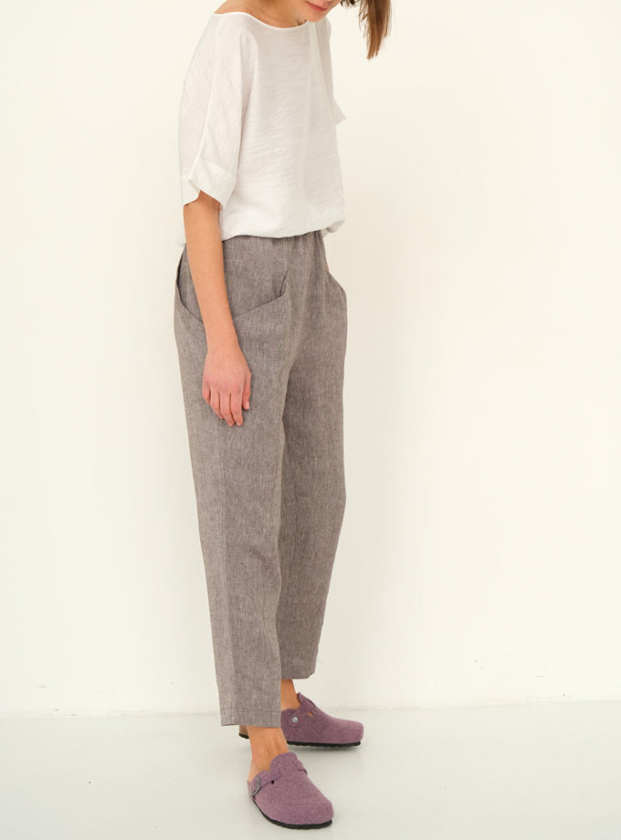 Льняные брюки ETP_ Ewtrbraun, фото 1 - в интернет магазине KAPSULA