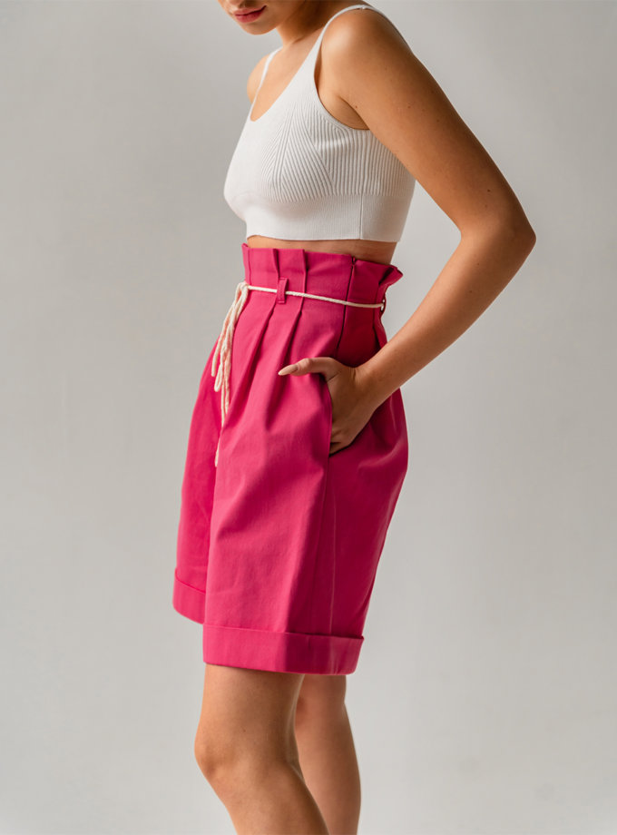 Бавовняні шорти бермуди SHE_shorts_pink, фото 1 - в интернет магазине KAPSULA