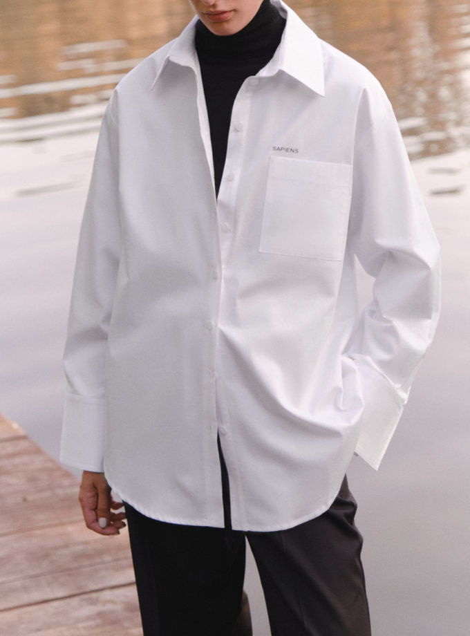 Хлопковая рубашка прямого кроя LAB_2205, фото 1 - в интернет магазине KAPSULA