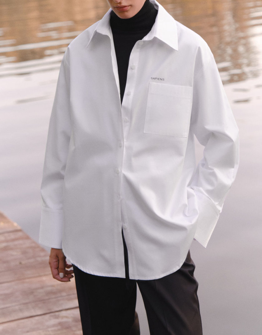 Хлопковая рубашка прямого кроя LAB_2205, фото 1 - в интернет магазине KAPSULA