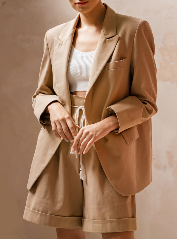 Хлопковый жакет oversize SHE_jacket_beige, фото 1 - в интернет магазине KAPSULA